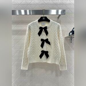 Chanel Cable-Knit Bow Cardigan